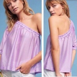 Anthropologie | Maeve Leonie purple lilac one shoulder top size medium